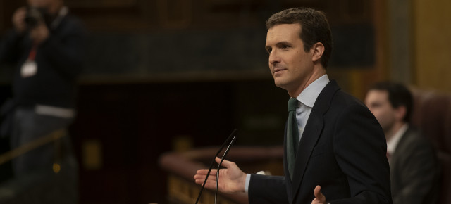 Pablo Casado, durante su intervención en el debate de los PGE2019