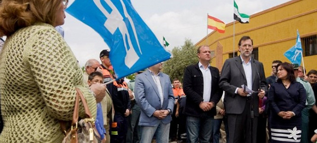 Mariano Rajoy con Monago y Francisca Rosa en Jerez de los Caballeros