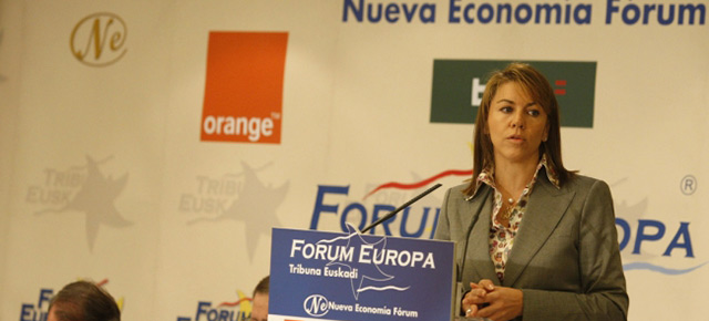María Dolores de Cospedal durante su intervención en el Forum Europa
