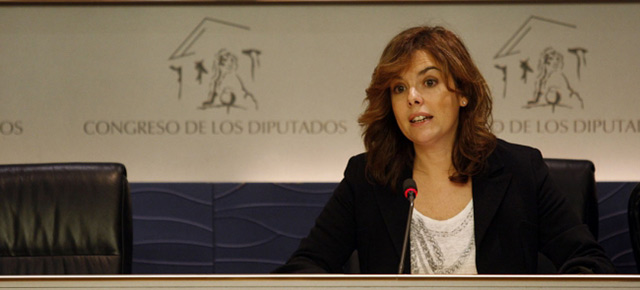 La portavoz del Grupo Popular en el Congreso, Soraya Sáenz de Santamaría