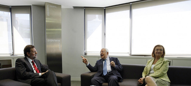 Mariano Rajoy y Luisa Fernanda Rudi se reúnen con el presidente del P