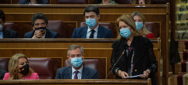 Elvira Rodriguez hoy, en la sesión de control al Gobierno en el Congreso