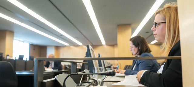 Elena Castillo y María Jesús Moro durante la Comisión de Ciencia e Innovación