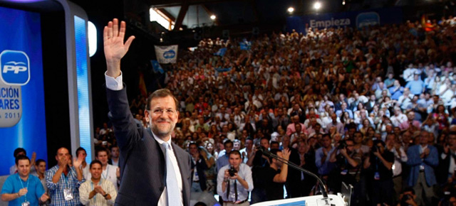 El presidente del PP, Mariano Rajoy, durante el acto de clausura de la convención nacional del PP en Málaga