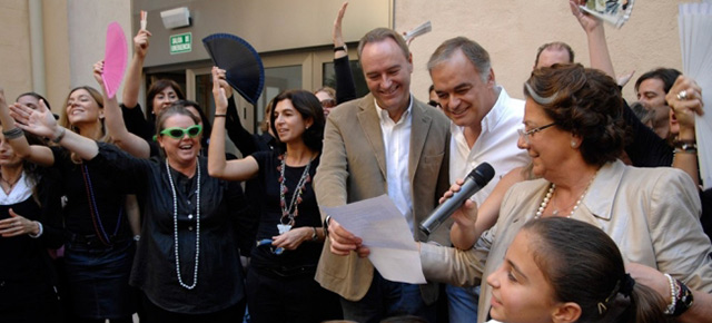 Esteban González Pons con Alberto Fabra y Rita Barberá