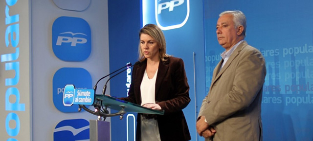 Rueda de prensa de María Dolores de Cospedal y Javier Arenas