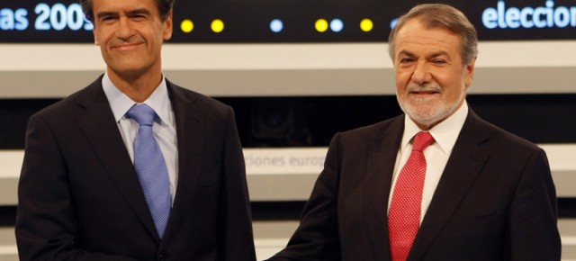 Jaime Mayor Oreja y Juan Fernando López Aguilar en el primer debate de las elecciones europeas