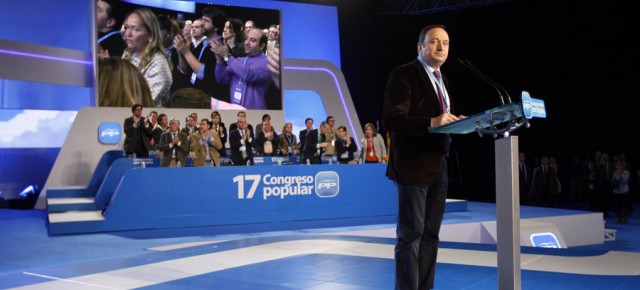 Pedro Sanz durante su intervención en el 17 Congreso del PP
