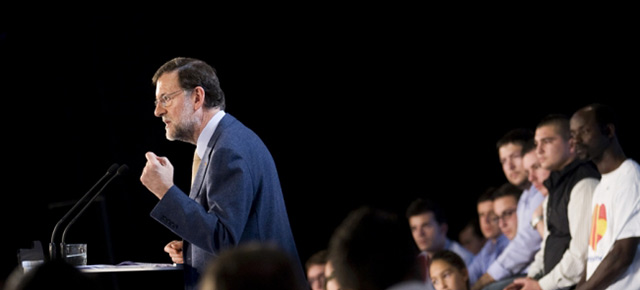 Mariano Rajoy durante su intervención en un acto del PP en Girona