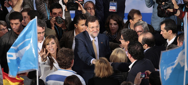 Alicia Sánchez-Camacho y Mariano Rajoy en un acto del PP en Girona