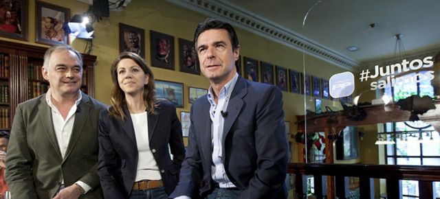 Esteban González Pons, María Dolores de Cospedal y José Manuel Soria durante el debate