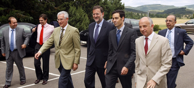 Mariano Rajoy durante un encuentro con afiliados en Pamplona