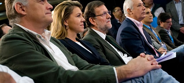 Mariano Rajoy con javier Arenas, Mª Dolores de Cospedal y Esteban González Pons, en la 20 interparlamentaria Popular