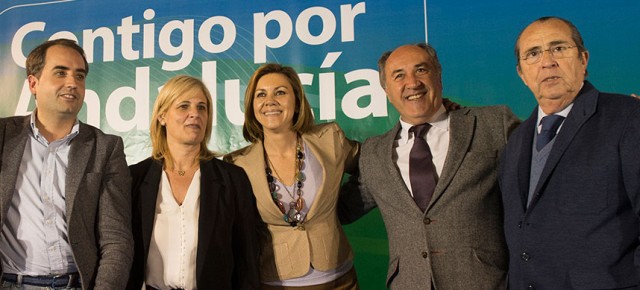 Mª Dolores de Cospedal durante una reunión con apoderados e interventores del PP de Jerez