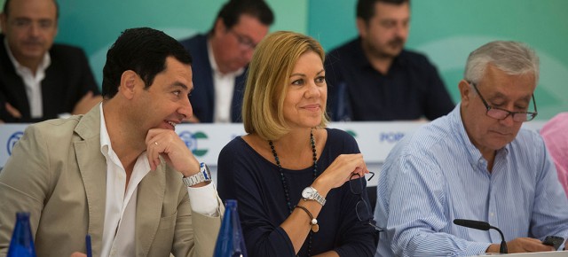 Mª Dolores de Cospedal y Juanma Moreno en la Junta Directiva regional del PP Andaluz