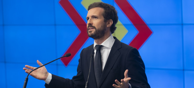 El presidente nacional del Partido Popular, Pablo Casado, interviene en la Junta Directiva Nacional