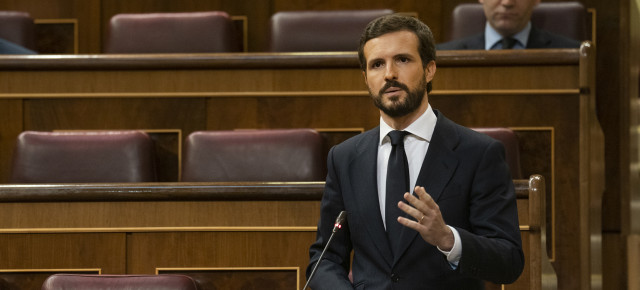 El presidente del Partido Popular, Pablo Casado, en la Sesión de Control al Gobierno