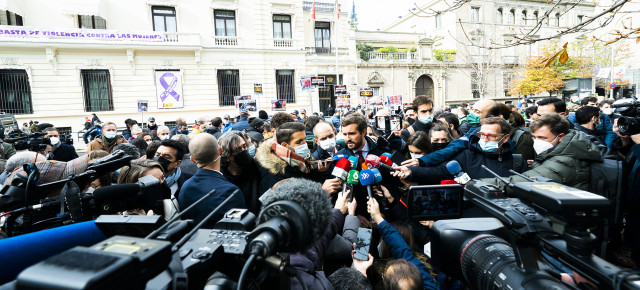 Pablo Casado en la concentración contra la reforma de la Ley de Seguridad Ciudadana