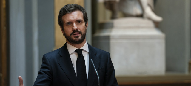 Pablo Casado hoy en el Senado, donde se reúne la comisión general de comunidades autónomas