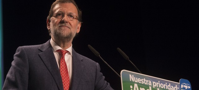 El Presidente del Gobierno y del Partido Popular, Mariano Rajoy, durante su intervención en el acto de presentación