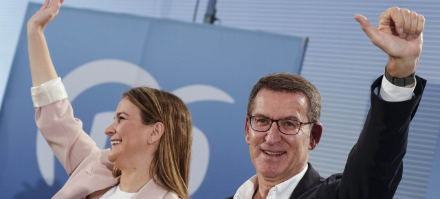 El presidente del PP, Alberto Núñez Feijóo, y la presidenta del PP de Baleares, Marga Prohens