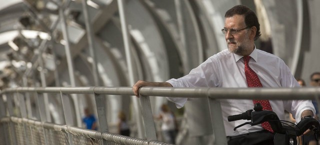 Mariano Rajoy en el puente de Perrault en Madrid Rio