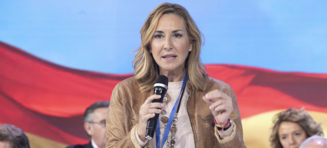 La candidata del PP en Navarra, Ana Beltrán, durante su intervención en la Convención Nacional