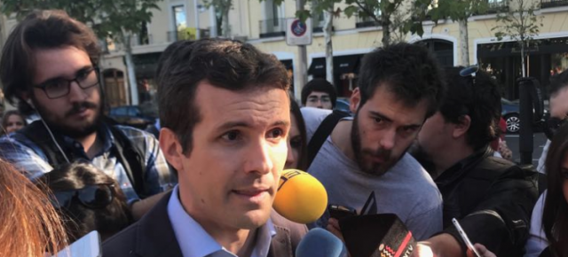 Pablo Casado en la manifestación de Madrid por la unidad de España