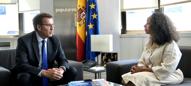 Reunión del presidente del PP, Alberto Núñez Feijóo, con la embajadora de EE.UU. en España, Julissa Reynoso