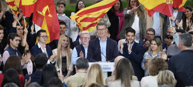 Alberto Núñez Feijóo durante el acto celebrado en Barcelona