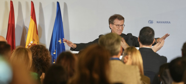 Alberto Núñez Feijóo durante su intervención en el VIII Congreso del PP de Navarra