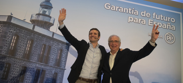 Pablo Casado durante la presentación de Juan José Imbroda como candidato del PP a la presidencia de Melilla