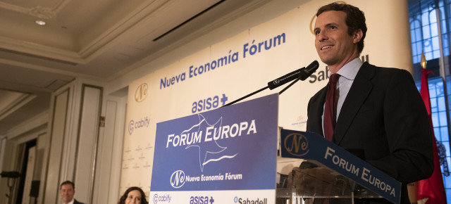 Pablo Casado, durante su intervención en el Nueva Economía Fórum