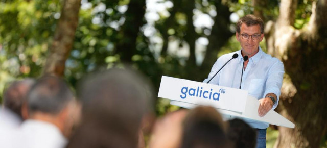 El presidente del Partido Popular, Alberto Núñez Feijóo, durante su intervención en la inauguración del curso político