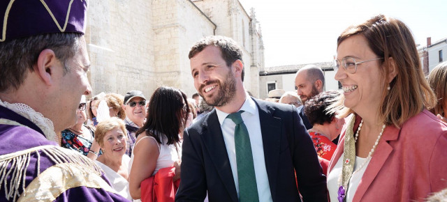 El presidente del Partido Popular, Pablo Casado, en Palencia