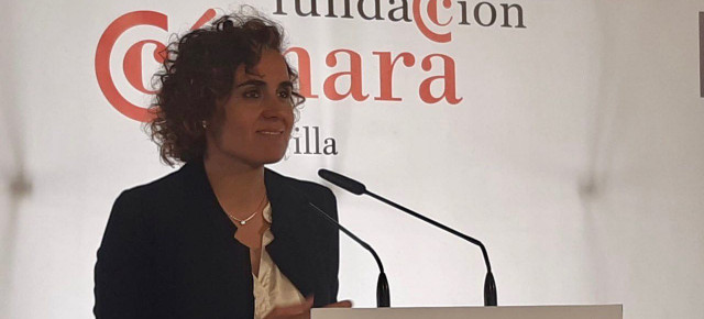 Dolors Montserrat, durante su intervención en el Foro de la Fundación Cámara de Comercio de Sevilla Foro de la Fundación Cámara de Comercio de Sevilla 