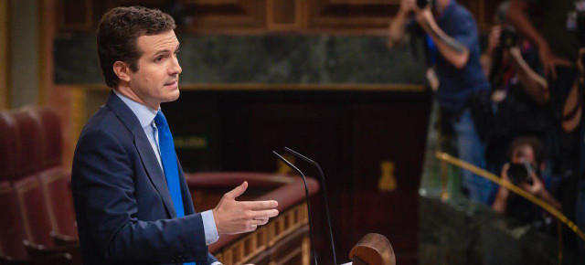 Pablo Casado, durante el debate de investidura en el Congreso de los Diputados