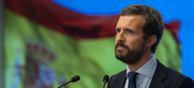 El presidente del Partido Popular, Pablo Casado, en su intervención ante la Junta Directiva Nacional