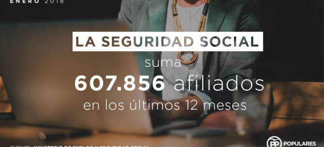 La Seguridad Social suma 607.856 afiliados en los últimos 12 meses