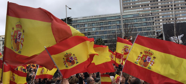 Concentración “Por una España unida ¡Elecciones ya!”, hoy en la Plaza de Colón de Madrid.