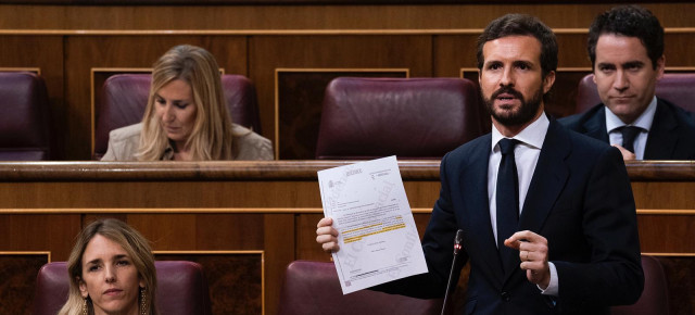 El presidente del Partido Popular, Pablo Casado, en la Sesión de Control al Gobierno