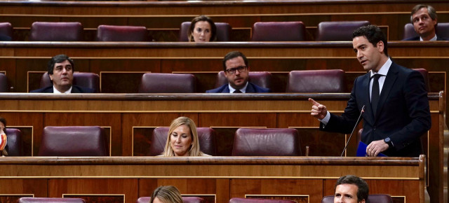 El secretario general del Partido Popular, Teodoro García Egea, interviene en la Sesión de Control
