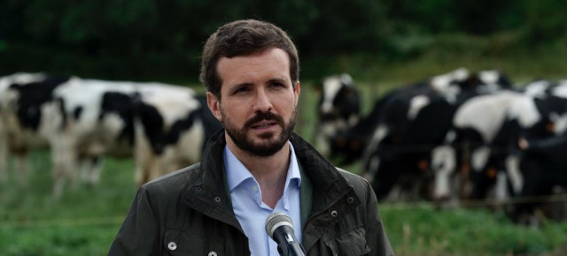 El presidente del Partido Popular, Pablo Casado, en Cospeito (Lugo)