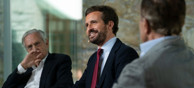 El presidente del Partido Popular, Pablo Casado, en Ávila