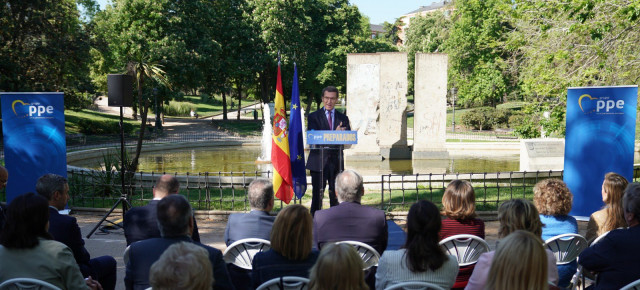 Feijóo hoy, en el acto de conmemoración del Día de Europa y del LXXII aniversario de la Declaración Schuman