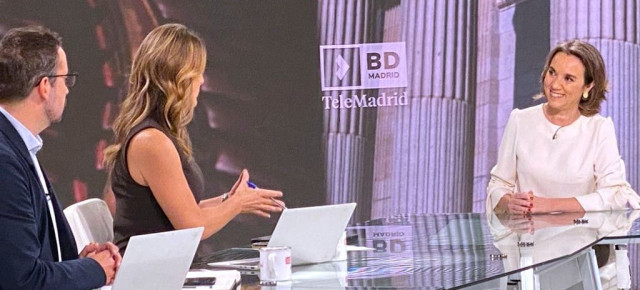 Cuca Gamarra durante su entrevista en Buenos días Madrid, de Telemadrid