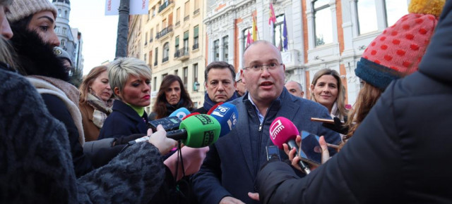 El vicesecretario de Organización, Miguel Tellado, en declaraciones a los medios en Albacete