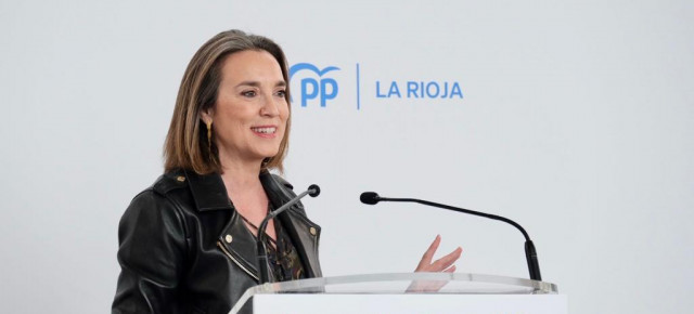 La secretaria general, Cuca Gamarra, durante su intervención en el acto celebrado en Logroño