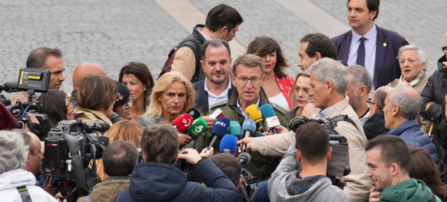 El presidente Núñez Feijóo en declaraciones a los medios