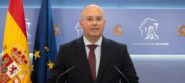 Miguel Tellado, en la sala de prensa del Congreso de los diputados